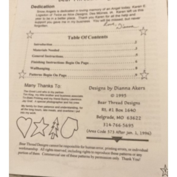 Bear Thread Designs Snow Angels Dianna Akers Snowman Nativity Manger Signed 1995 - Picture 3 of 6